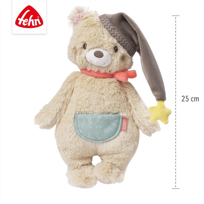 Fehn Kuscheltier Bär Bruno – Weicher Teddybär für Neugeborene als Einschlafhilfe - Stofftier Greifen, Fühlen – Bild 3