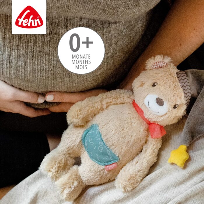 Fehn Kuscheltier Bär Bruno – Weicher Teddybär für Neugeborene als Einschlafhilfe - Stofftier Greifen, Fühlen – Bild 5